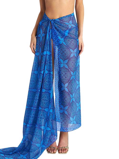 Beachwear BLU4U Παρεό Blue Ikat - Αέρινο Ύφασμα