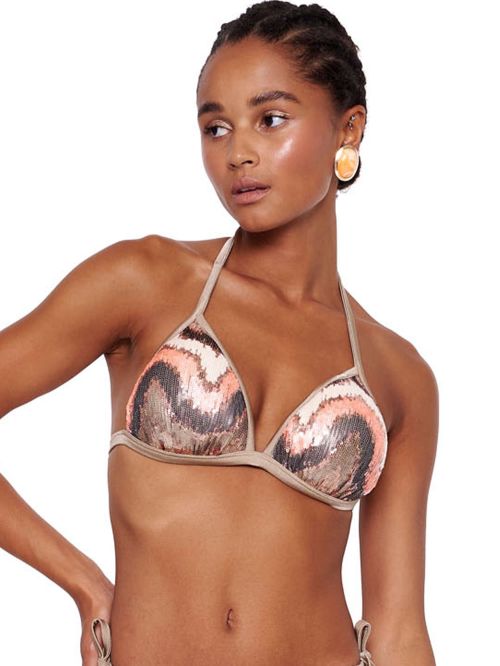 Μαγιό BLUEPOINT Champagne Coctail Μπικίνι Τρίγωνο Push Up - Παγιέτες - Καλοκαίρι 2024