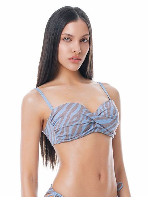 Μαγιό BLUEPOINT Candy Rush Strapless Αόρατη Ενίσχυση - Σταθερό Κράτημα - Λαμπερό Lurex-80D-Ciel