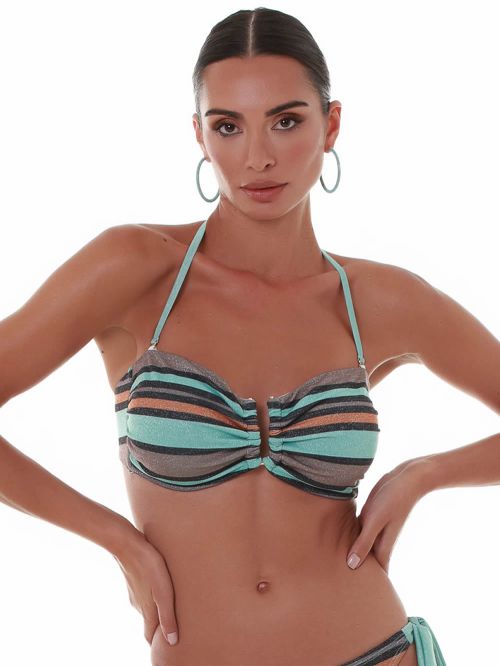 Μαγιό BLUEPOINT Candy Stripes Τοπ Strapless- Αόρατη Ενίσχυση - Λαμπερό Lurex