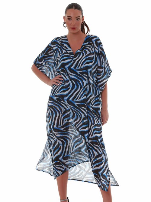 Beachwear BLUEPOINT Φόρεμα Καφτάνι Θαλάσσης Safari Chic - Αέρινο Ύφασμα