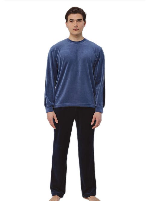 Πυτζάμα Ανδρική ΟΔΥΣΣΕΥ- Απαλό Βελούδο - Κάθετες Ρίγες