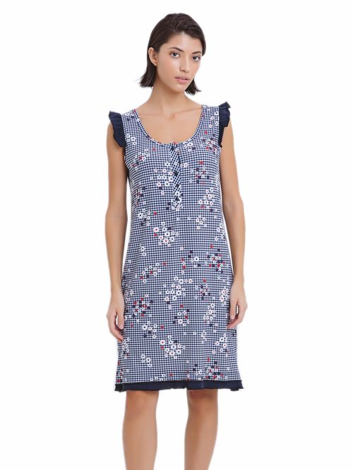 Νυχτικό ΓΙΩΤΑ Homewear - 100% Βαμβακερό - Κουμπιά - Καρό & Floral