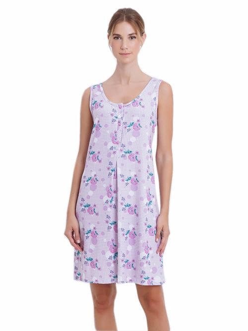 Πυτζάμα ΓΙΩΤΑ Homewear - 100% Βαμβακερή - Κουμπιά - Floral Σχέδιο