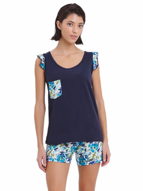 Πυτζάμα ΓΙΩΤΑ Homewear - 100% Βαμβακερή - Floral & Βολάν