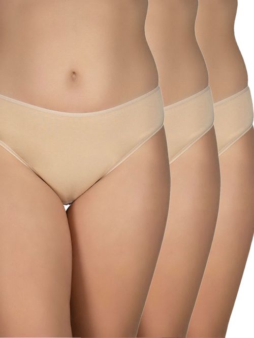 GKAPETANIS Σλιπ Κανονικό - Plus Size  - Ελαστικό Βαμβάκι - 3 Τεμάχια - Καλοκαίρι 2021-3XL-Beige