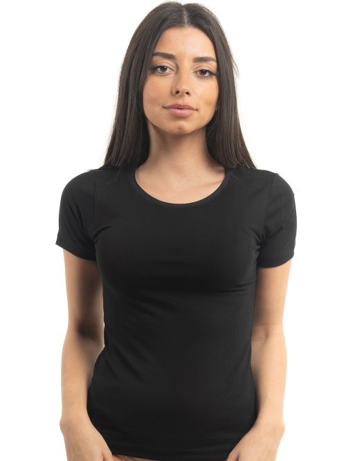 GKAPETANIS Μπλούζα Κοντό Μανίκι - Modal & Βαμβάκι - Plus Size - Χειμώνας 2023-4XL-Black