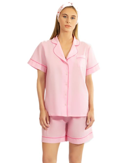 Harmony Homewear Γυναικείο Σετ Πιτζάμας με Πουκάμισο & Μακρύ Σορτς Βαμβακερό