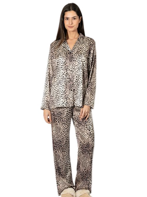 Γυναικεία Πυτζάμα HARMONY Leopard - Απαλό Σατέν - Luxury Σειρά