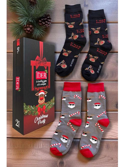 Unisex Κάλτσα IDER Xmas - Ελαστικό Βαμβάκι - 2 Ζευγάρια