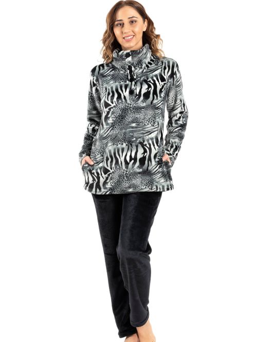 γυναικεία πυτζάμα koyote 5059 grey animal μπροστά