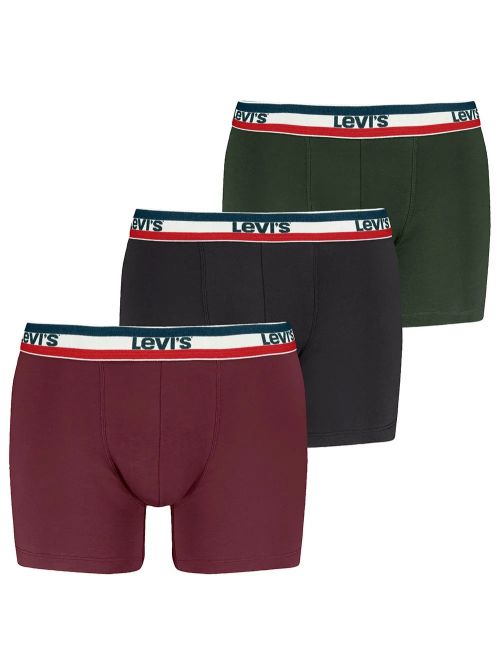 LEVIS Boxer Brief - Οργανικό Βαμβάκι - Red/Black/Green - Πακέτο με 3