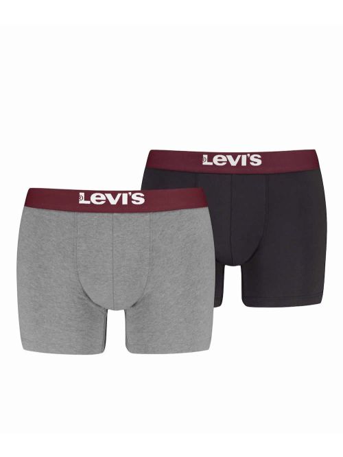 LEVIS Boxer Brief Solid Basic - Οργανικό Eco Βαμβάκι - Grey/Black - Πακέτο με 2 