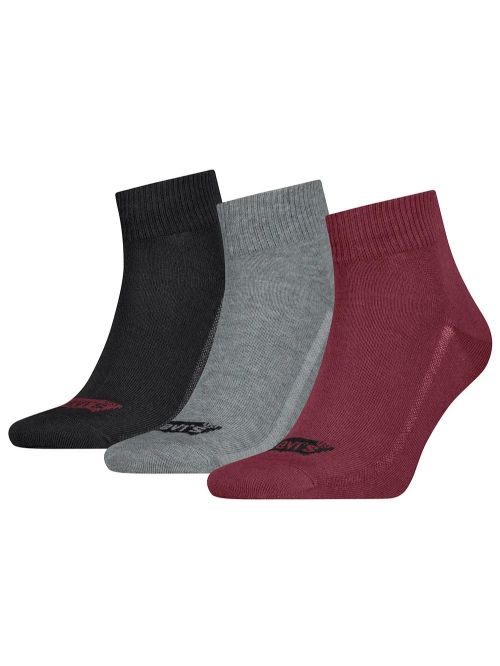 LEVIS Ανδρική Κάλτσα Ημίκοντη Red/Grey/Black - Οργανικό ECO Βαμβάκι - 3 Ζευγάρια