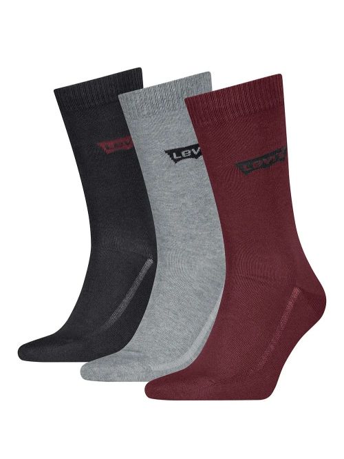 LEVIS Ανδρική Κάλτσα Αθλητική - Red/Grey/Black - Οργανικό ECO Βαμβάκι - 3 Ζευγάρια 