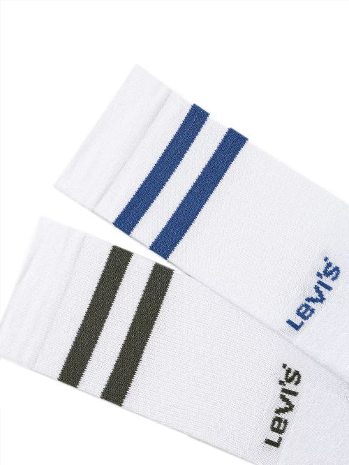LEVIS Ανδρική Αθλητική Κάλτσα Ημίκοντη Sport Stripe - White Combo - 2 Ζευγάρια 