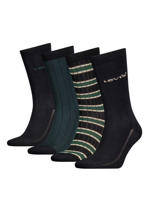 LEVIS Ανδρική Κάλτσα Giftbox Reg Cut Stripe - Green/Black Combo - 4 Ζευγάρια