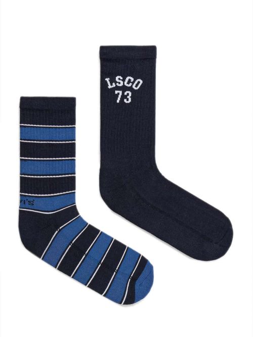 LEVIS Ανδρική Κανονική Κάλτσα Rugby Stripe - Blue Combo - 2 Ζευγάρια