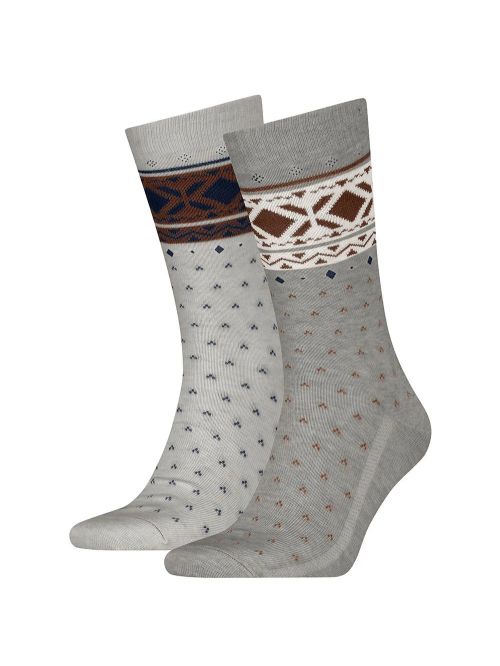 LEVIS Γυναικεία Κανονική Κάλτσα Fair Isle - Beige/Brown - 2 Ζευγάρια