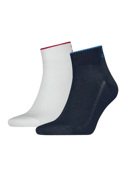 LEVIS Ανδρική Κάλτσα Ημίκοντη Western Logo - Navy/White - Super Απαλό Βαμβάκι - 2 Ζευγάρια