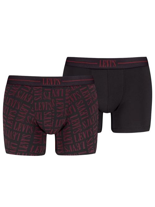 LEVIS Boxer Brief Logo - Οργανικό Βαμβάκι - Red/Black - Πακέτο με 2 
