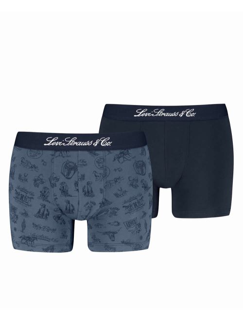 LEVIS Boxer Brief Wstrn Icon AOP - Οργανικό Eco Βαμβάκι - Navy Combo - Πακέτο με 2 