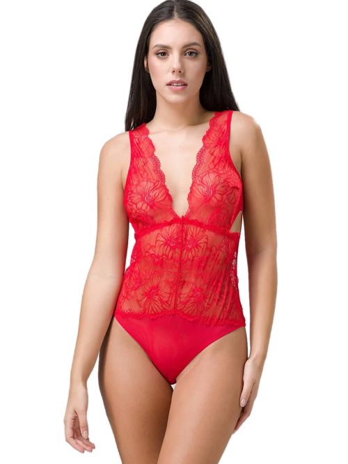 γυναικείο κορμάκι luna 84145 red μπροστά