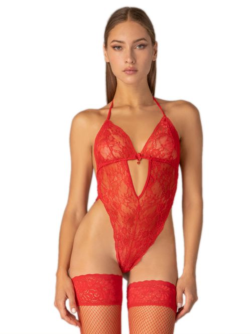 Κορμάκι Milena Floral με Ελαστική Δαντέλα & Brazilian String