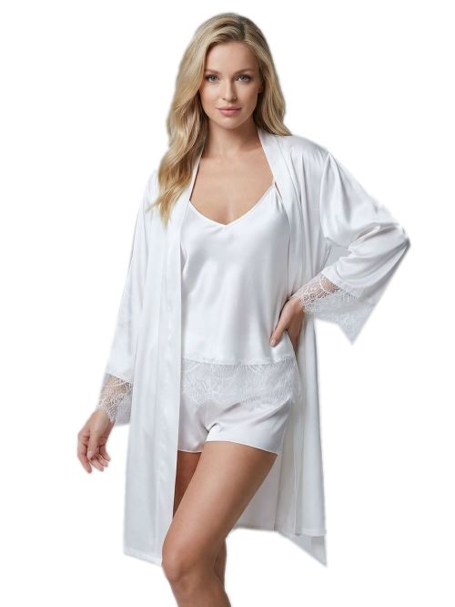 MILENA BY PARIS Ρόμπα - Απαλό Σατέν & Δαντέλα - Νυφική Πρόταση 