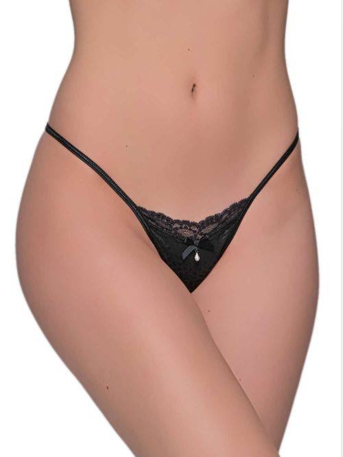 MILENA BY PARIS Micro G-String - Σατέν & Δαντέλα - Κόσμημα 