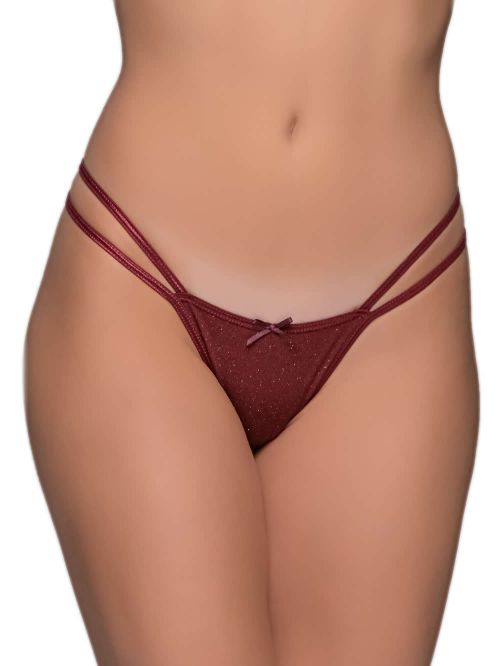MILENA BY PARIS G-String - Λαμπερό Ύφασμα - Σατινέ Λωρίδες
