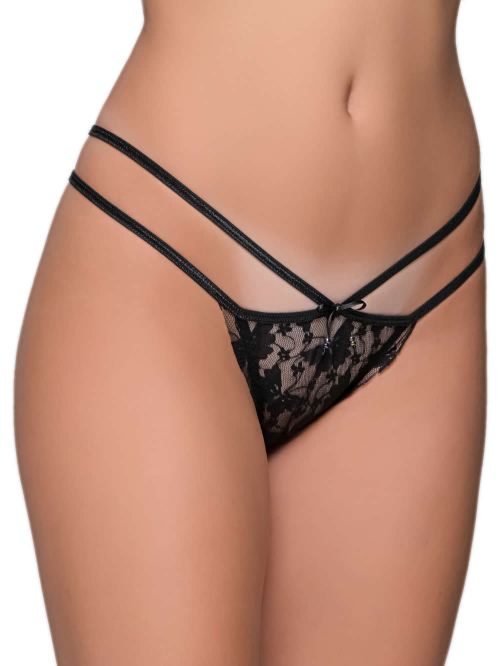 MILENA BY PARIS String - Floral Δαντέλα - Σατινέ Λωρίδες Ανοίγματα