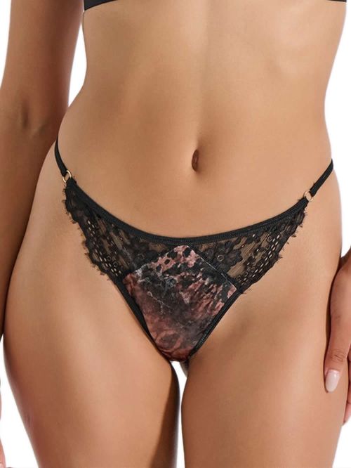 MILENA BY PARIS String Animal Print - Απαλό Βελούδο & Floral Δαντέλα 