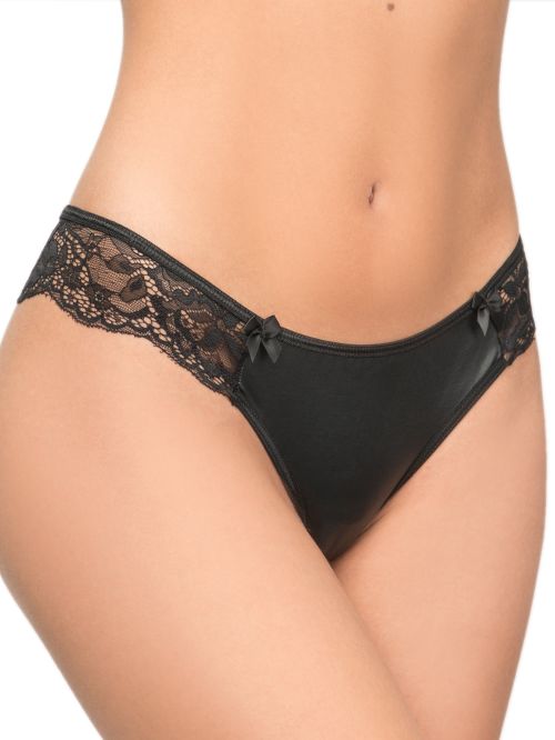 MILENA BY PARIS Brazilian Slip - Floral Δαντέλα & Leather Look