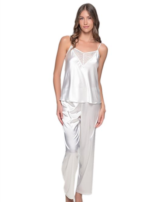 MILENA BY PARIS Πυτζάμα - Σατέν & Πλεχτή Δαντέλα - Νυφική Πρόταση 