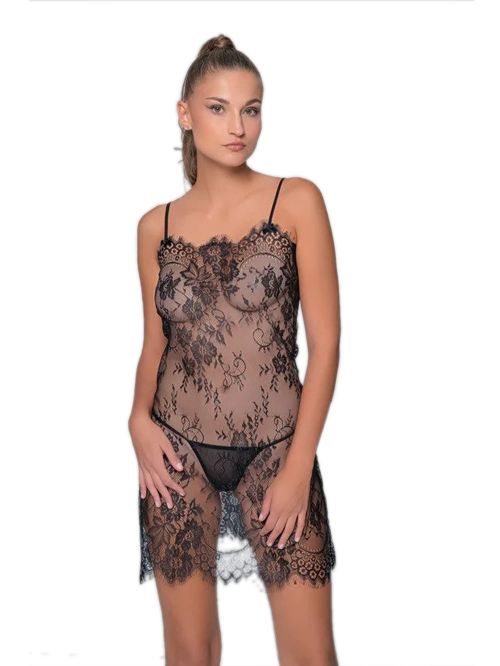 MILENA BY PARIS Νυχτικό & String - Floral Διάφανη Δαντέλα 