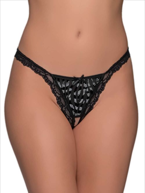 MILENA BY PARIS G-String - Βελούδο Lurex & Δαντέλα - Ανοιχτό Καβάλο