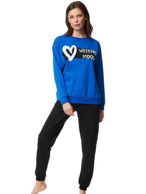 Γυναικεία Πυτζάμα MINERVA Love Φούτερ - 100% Βαμβάκι Interlock