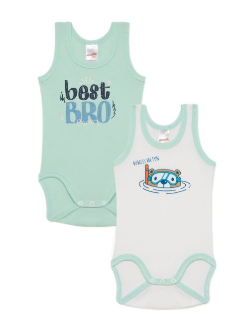 Βρεφικά Κορμάκια MINERVA Best Bro για Αγόρι - 100% Αγνό Βαμβάκι - Πακέτο με 2