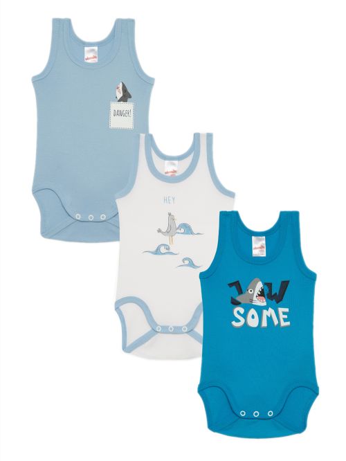 Βρεφικά Κορμάκια MINERVA Babyguard για Αγόρι - 100% Αγνό Βαμβάκι - Πακέτο με 3