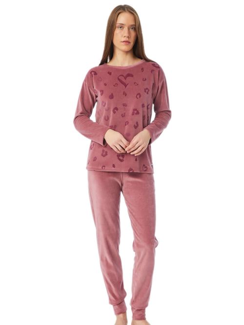 Πυτζάμα Γυναικεία MINERVA Velvet Animal Print - Απαλό Βελούδο - Extra Ζεστή 