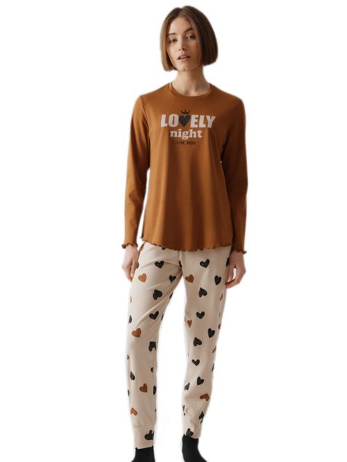 Γυναικεία Πυτζάμα MINERVA Coffee Queen - 100% Βαμβάκι Interlock