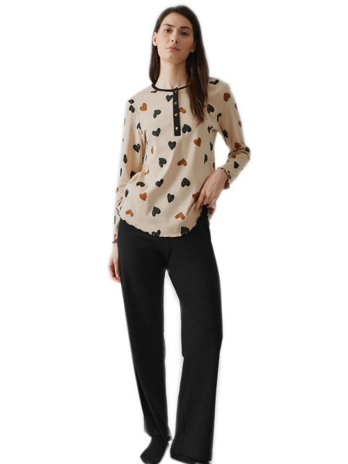 Γυναικεία Πυτζάμα MINERVA Coffee Queen - 100% Βαμβάκι Interlock