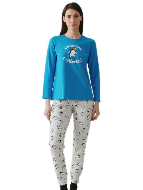 Γυναικεία Πυτζάμα MINERVA Penguin - 100% Βαμβάκι Interlock