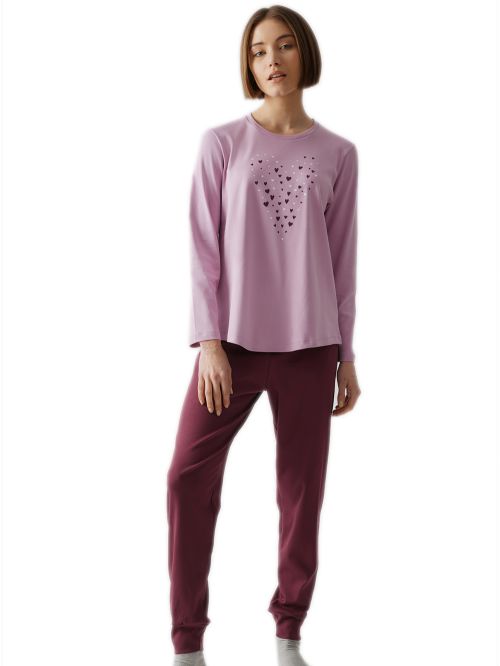 Γυναικεία Πυτζάμα MINERVA Choco Hearts - 100% Βαμβάκι Interlock