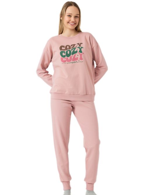 Γυναικεία Homewear Φόρμα MINERVA Day Starts Φούτερ - 100% Βαμβάκι 