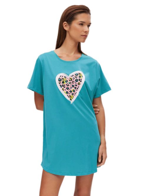 Γυναικείο Φόρεμα MINERVA Boyfriend Paintings - 100% Βαμβακερό - Animal Σχέδιο Καρδιάς