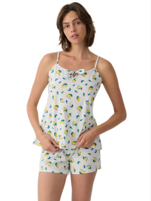 Γυναικεία Πυτζάμα MINERVA Lemons & Plaid - 100% Βαμβακερή 