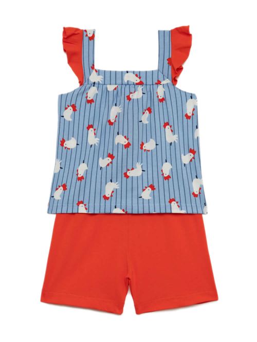 Βρεφική Πυτζάμα MINERVA για Κορίτσι Roosters - 100% Αγνό Βαμβάκι