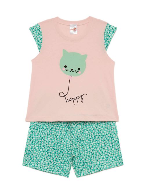 Βρεφική Πυτζάμα MINERVA για Κορίτσι Happy Cats - 100% Αγνό Βαμβάκι
